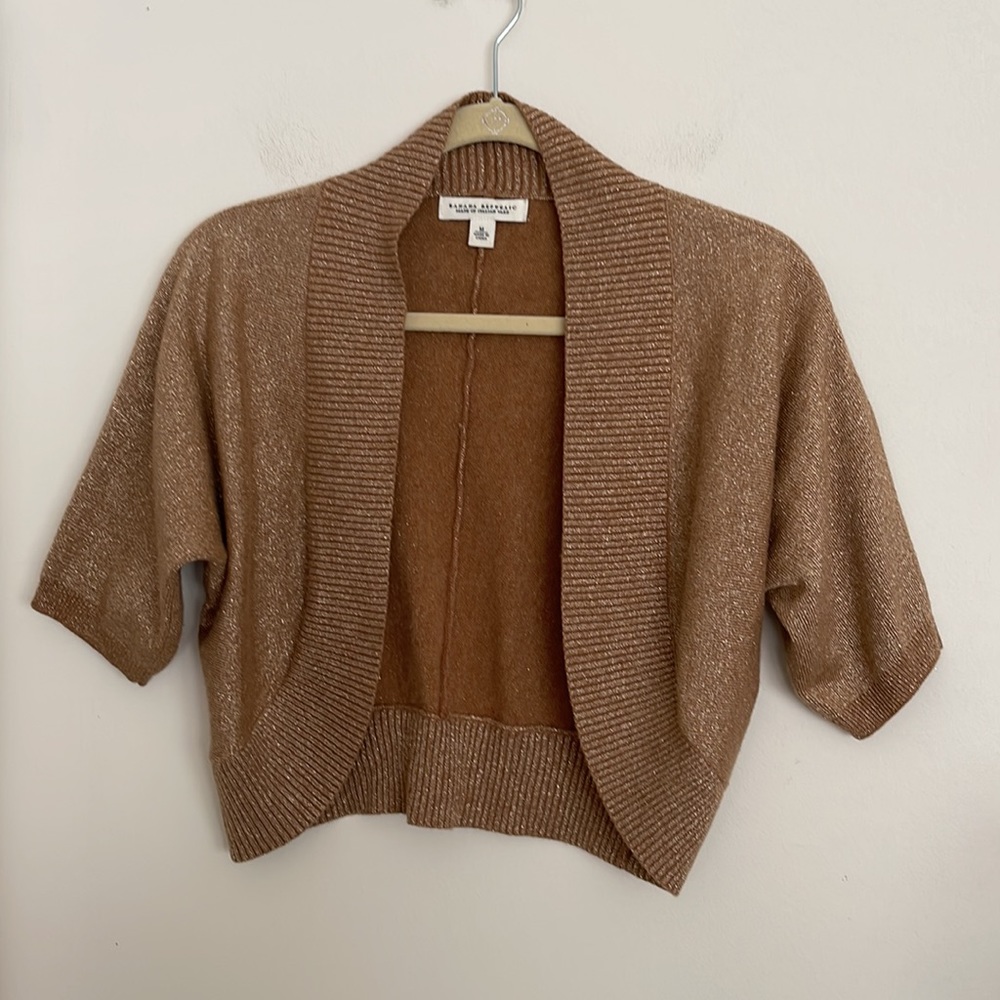 NWOT Banana Republic Metallic Gold Bronze Wool Cashmere Blend Shrug Bolero